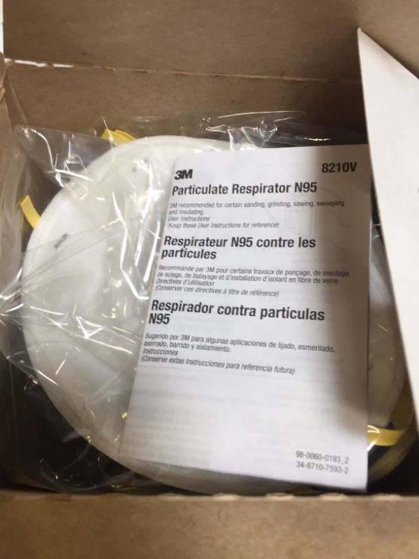 Photo 2 of 3M Particulate Respirator 8210V, N95 Respiratory Protection 10 count
