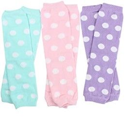 Photo 1 of juDanzy 3 Pair Baby Girl Leg Warmers Aqua Polka Dot, Powder Pink Polka Dot, Lavender Polka Dot (One Size)