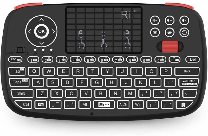 Photo 1 of (Upgrade) Rii i4 Mini Bluetooth Keyboard with Touchpad, Blacklit Portable Wireless Keyboard with 2.4G USB Dongle for Smartphones, PC, Tablet, Laptop TV Box iOS Android Windows Mac.Black

