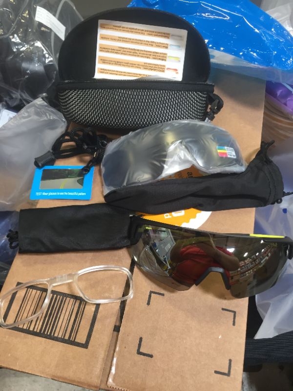 Photo 3 of Cycling Glasses Sports Sunglasses,Polarized Glasses with 4 Interchangeable Lenses,Baseball Running Fishing Golf
