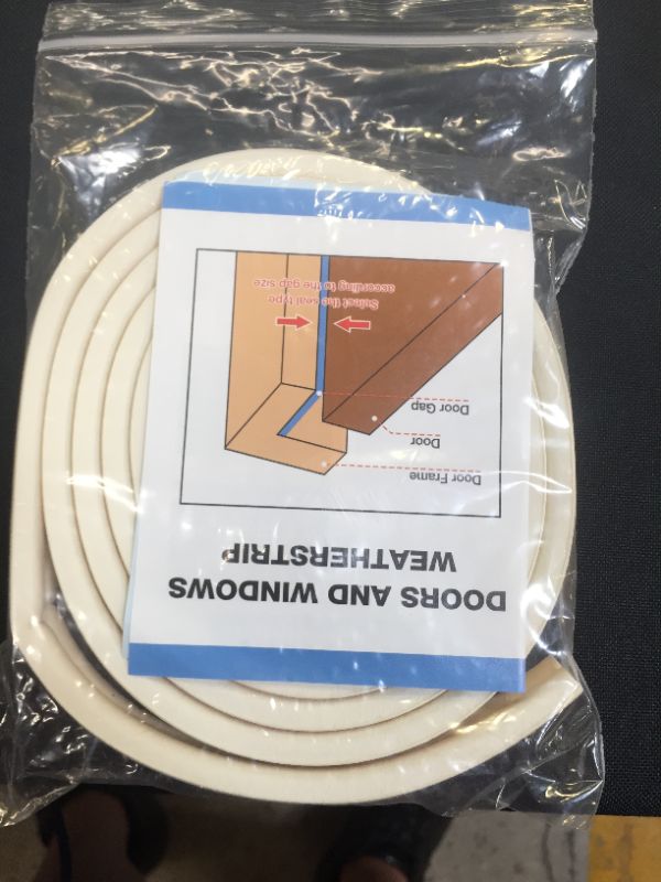 Photo 1 of Indoor Weather Stripping,Self Adhesive Foam Window Seal Strip for Doors and Windows Weatherstrip Gap Blocker,7/20-Inch x 6/25-Inch x 8-Feet,(2 Seals Total 16Feet) White
