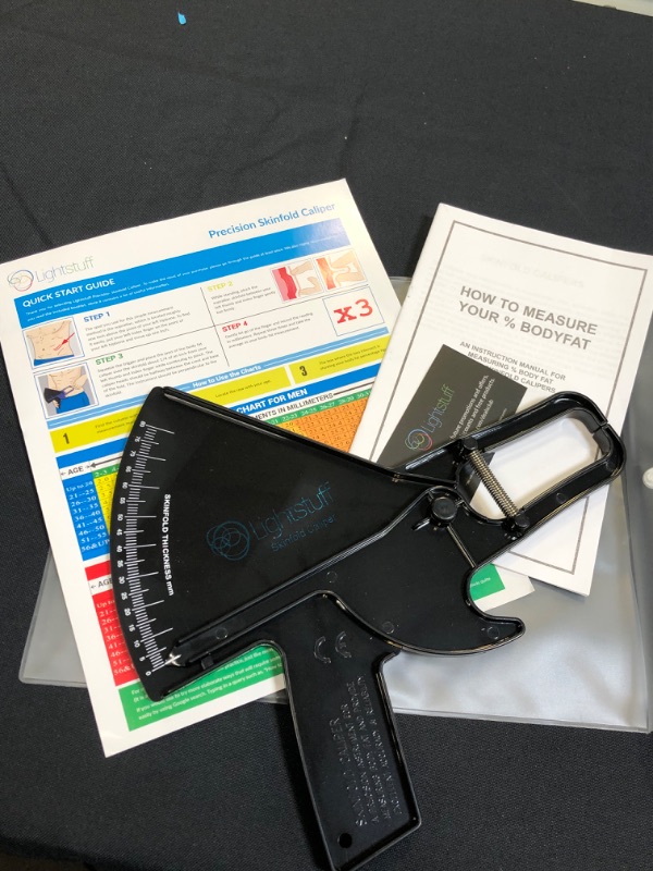 Photo 2 of Lightstuff Precision Skinfold Caliper - Easy, Reliable Tool for Monitoring Body Fat - Quick Start Guide for Beginners, Detailed Booklet for Advanced Users - Measures up to 80mm in Skin Fold Thickness
