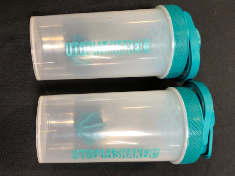 Photo 3 of 2 Pack Shaker Bottle 28-Ounce Fitness Sports Classic Protein Mixer Utopia Home | Clear / Teal
