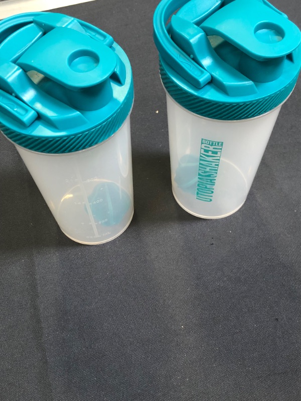 Photo 2 of 2 Pack Shaker Bottle 28-Ounce Fitness Sports Classic Protein Mixer Utopia Home | Clear / Teal
