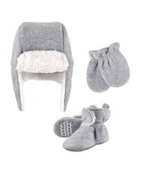 Photo 1 of Hudson Baby Girls' Trapper Hat, Mitten and Bootie Set 6-12 MO
