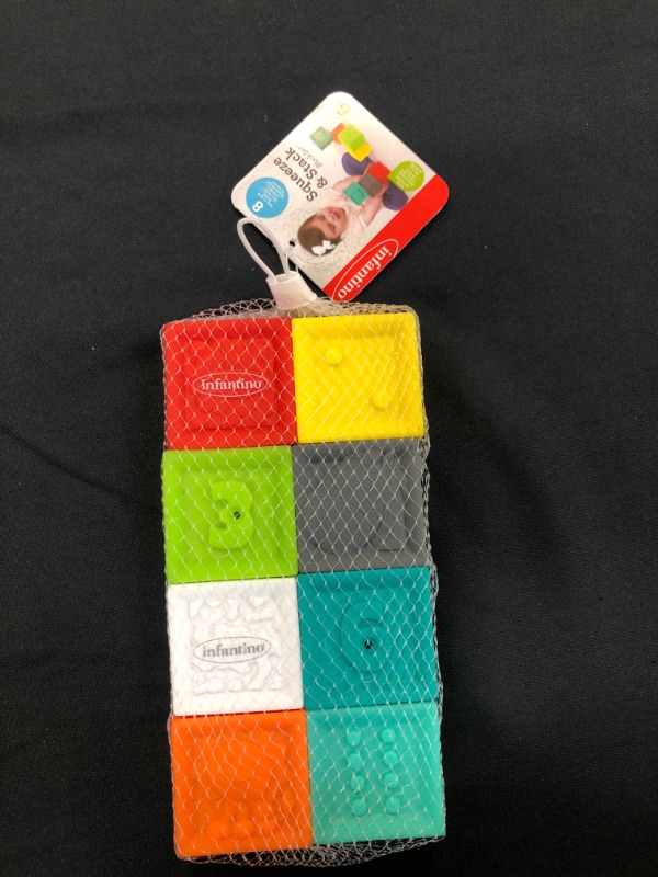 Photo 2 of Infantino Squeeze and Stack Block Set - Colorful Textured Soft Blocks, Includes Numbers, Animals and Shapes, Ages 6 Months +
