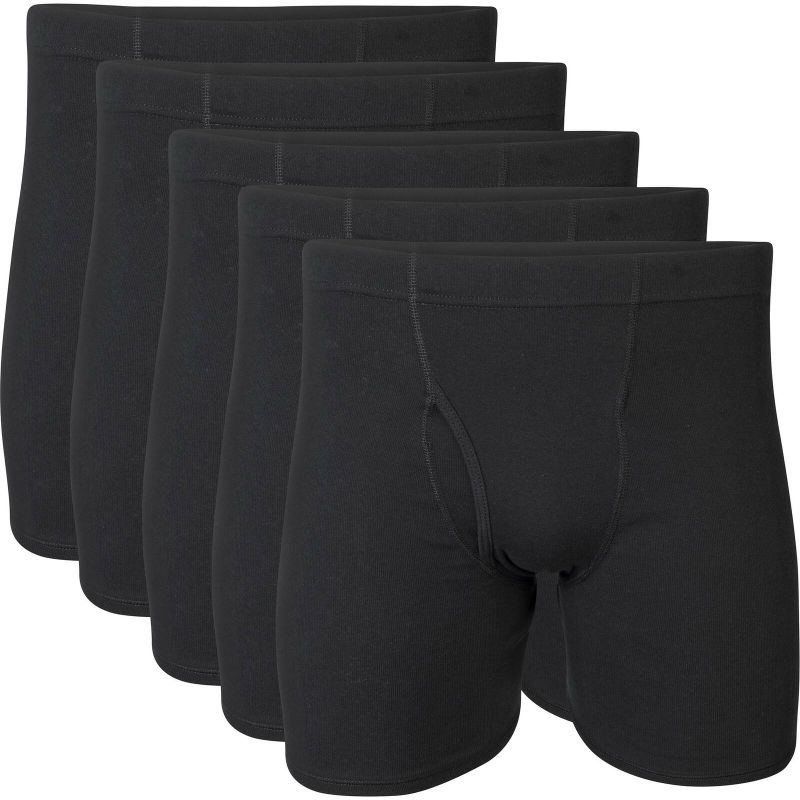 Photo 1 of Gildan Men's Covered Waistband Boxer Brief Multipack Large Black (5 Pack) 5, Large
