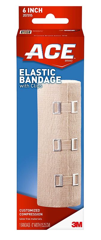 Photo 1 of ACE 6 Inch Elastic Bandage with with Clips, Beige, Great for Chest and More, 1 Count
