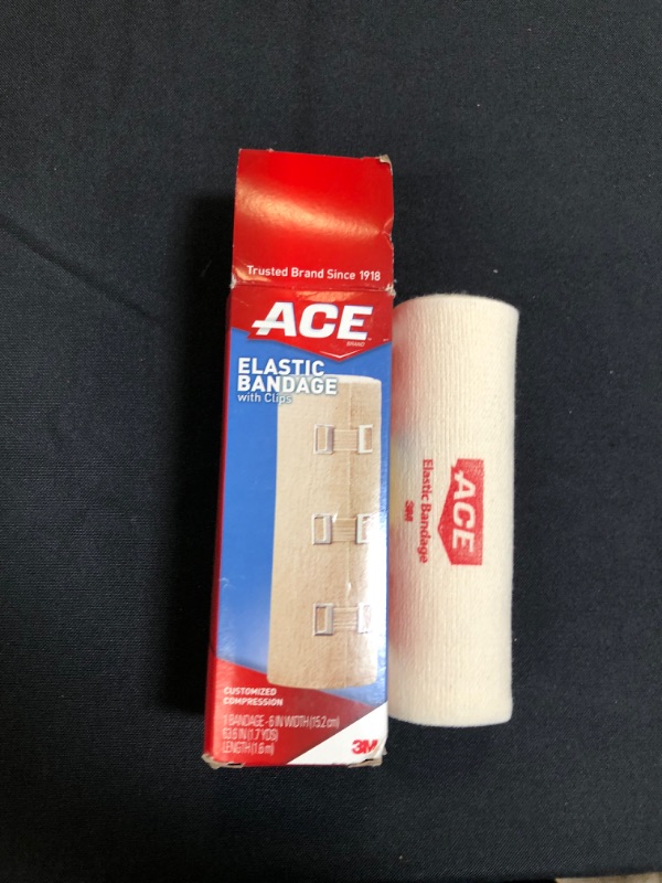 Photo 2 of ACE 6 Inch Elastic Bandage with with Clips, Beige, Great for Chest and More, 1 Count
