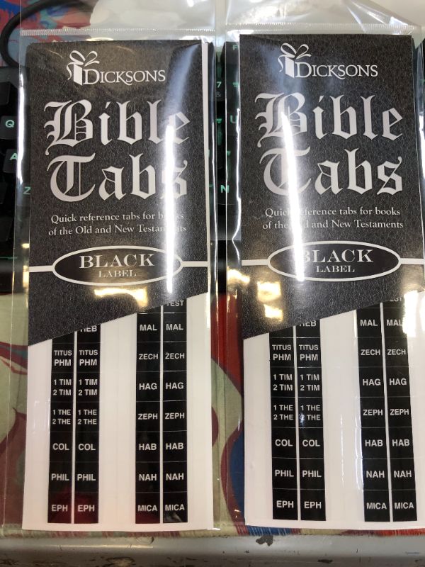 Photo 2 of 2x Black Quick Reference Adhesive Old and New Testament Bible Indexing Tabs
