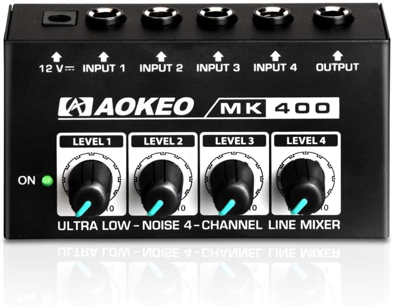 Photo 1 of Aokeo Super Compact 4-Channel Stereo Headphone Amplifier with DC 12V Power Adapter for Sound Reinforcement, Studio, Stage, Choir, Features Ultra Low Noise, Premium Sonic Quality (MK-400)
