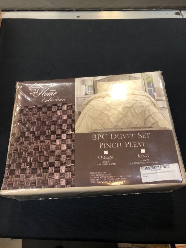 Photo 1 of 3 pcs duvet set pinch pleat sweet home collection queen light brown tan 