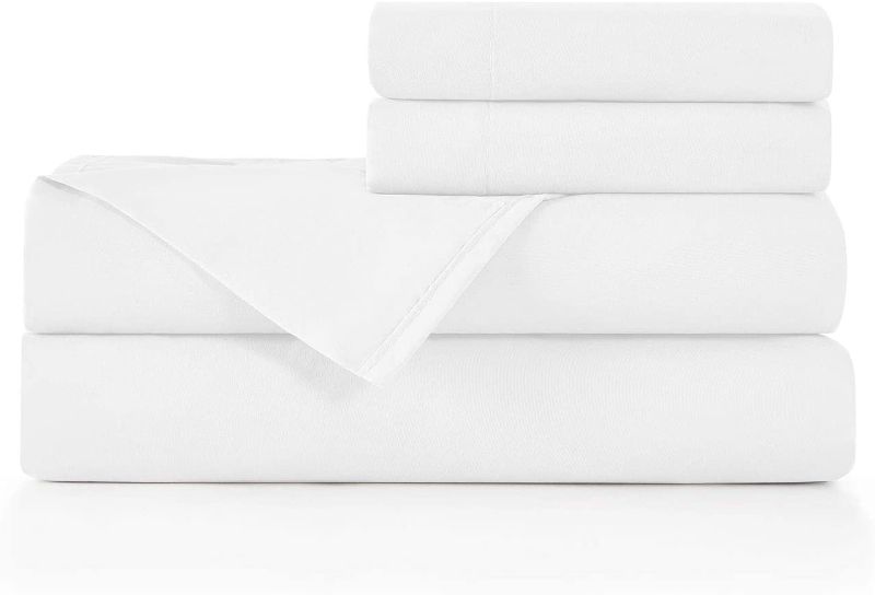 Photo 1 of BASIC CHOICE Brushed Microfiber Bed Sheet Set, White, Twin, 3 Pieces
