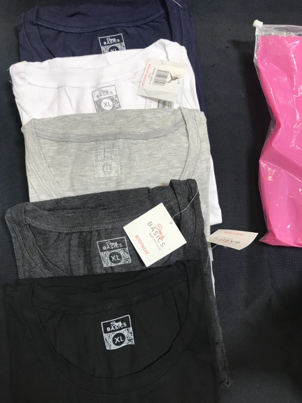 Photo 1 of --SIZE XL-- Sexy Basics Women's Multi Pack Casual & Active Cotton Stretch V Neck Short Sleeve Color T Shirts (5 Pack)
