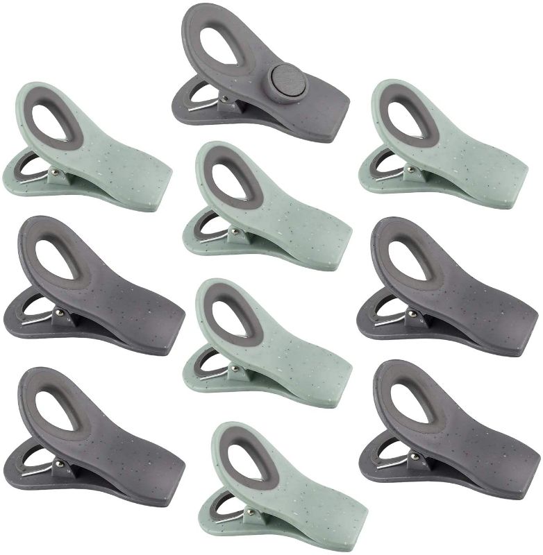 Photo 1 of COOK With COLOR Set Of Ten Chip Bag Clips with Magnet, Rubber Bag Clip with Airtight Seal, Kitchen Storage Clips For Organizing and Sealing Needs (Speckled Gray & Teal)
