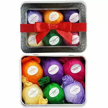 Photo 1 of 6 Xtra Large and Lush Bath Bomb Gift Set - Bath Bombs Kit Includes Konjac Sponge