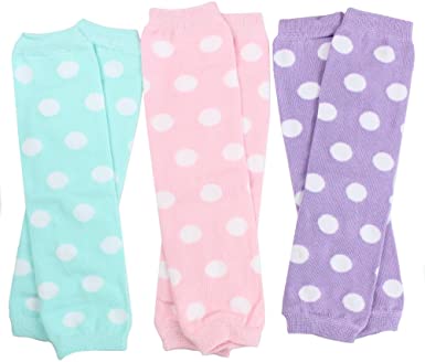 Photo 1 of juDanzy 3 Pair Baby Girl Leg Warmers Aqua Polka Dot, Powder Pink Polka Dot, Lavender Polka Dot
