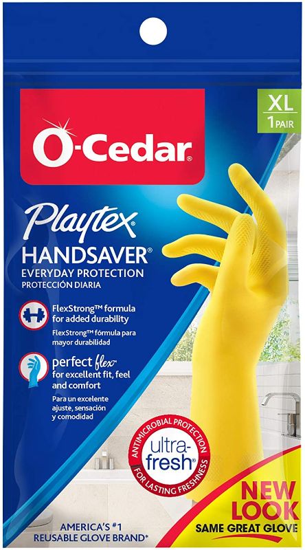 Photo 1 of --size xl-- Playtex HandSaver Reuseable Rubber Cleaning Gloves (X-Large, 6 Pairs), Everyday Protection Reusable Household Gloves
