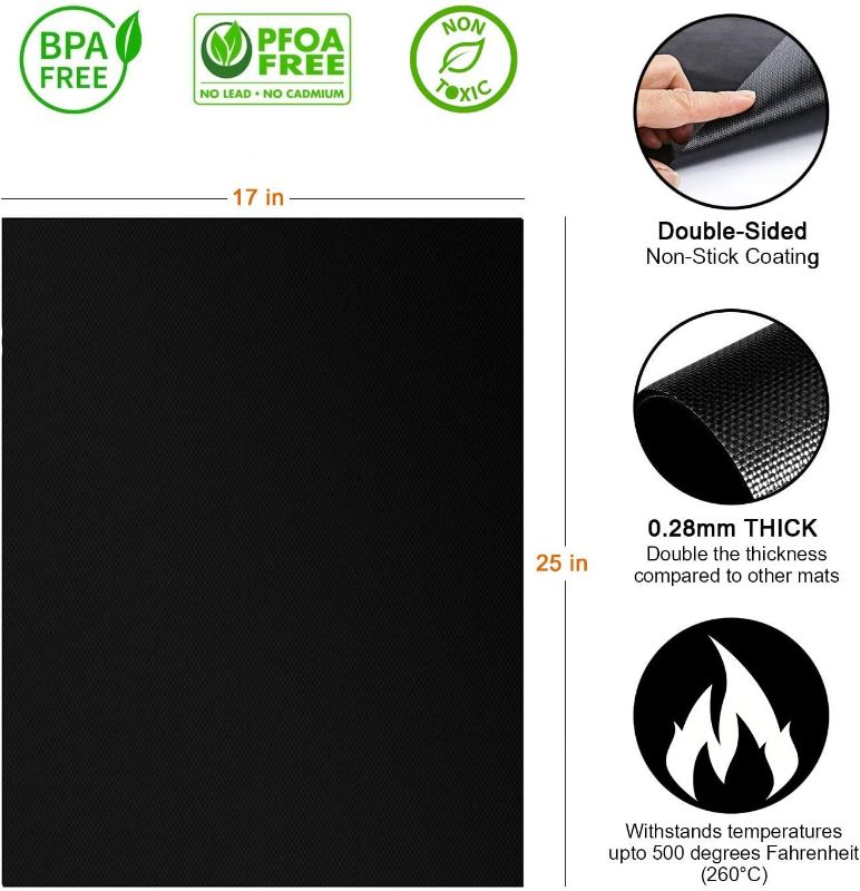 Photo 1 of 2 Pack Large Thick Heavy Duty Non Stick Teflon Oven Liners Mat, 17"x 25" BPA and PFOA Free, for bottom of Electric Oven Gas Oven Microwave Charcoal or Gas Grills
