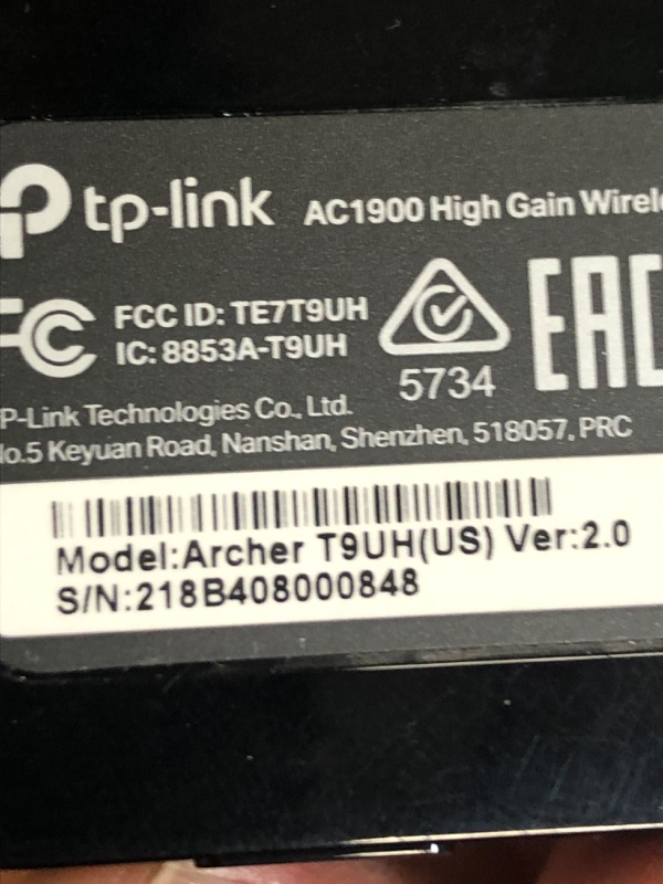 Photo 4 of TP-Link AC1900 USB 3.0 WiFi Adapter for PC(Archer T9UH)- Dual Band Wireless Network Dongle for Desktop with 2.4GHz/5GHz High Gain Antennas, Supports Windows 11/10/8.1/8/7, Mac OS 10.9 - 10.14 UNABLE TO TEST FOR PROPER FUNCTION
