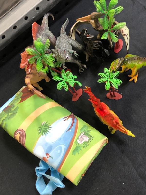 Photo 2 of Dinosaur Toys Figures with 2 in 1 Play Mat/Storage Bag & Trees,7PCS Dinosaur Playsets Large Dino World Realistic Dinosaurs Set Educational Games Toys Ideal Gifts for Kids Toddlers Boys & Girls
