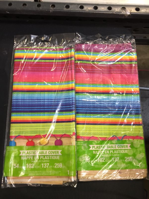 Photo 2 of 2x Creative Converting 324357 All Over Print Plastic Table cover, 54 x 102", Serape
