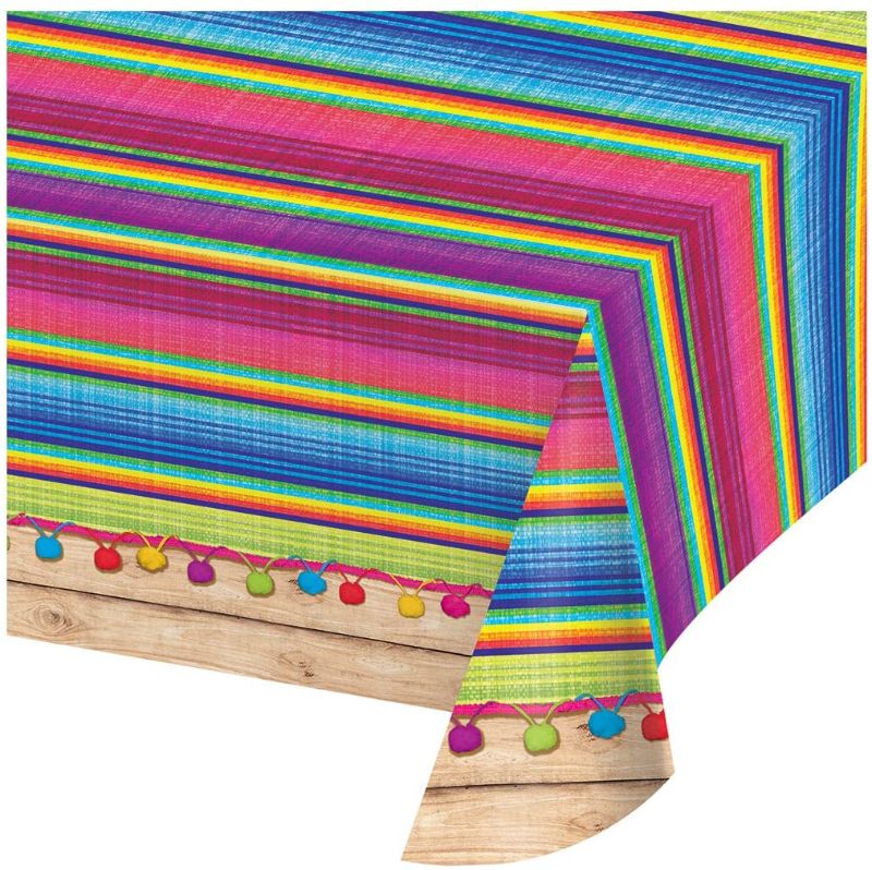 Photo 1 of 2x Creative Converting 324357 All Over Print Plastic Table cover, 54 x 102", Serape
