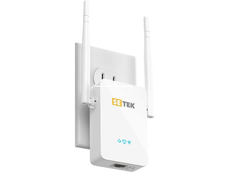 Photo 1 of SETEK Superboost WiFi Extender Signal Booster Long Range Coverage, Wireless Internet Amplifier - Covers 15 Devices with 2 External Advanced Antennas, 5 Working Modes, LAN/Ethernet Up to 300 Mbps