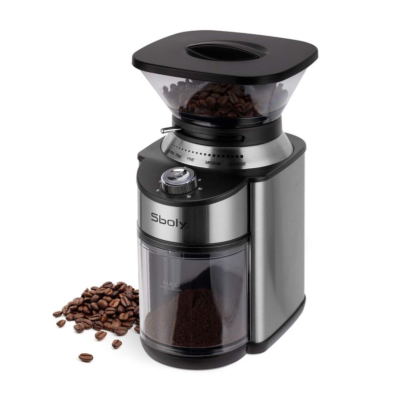 Photo 1 of Conical Burr Coffee Grinder, Stainless Steel Adjustable Burr Mill with 19 Precise Grind Settings, Electric Coffee Grinder for Drip, Percolator, French Press, American and Turkish Coffee Makers
