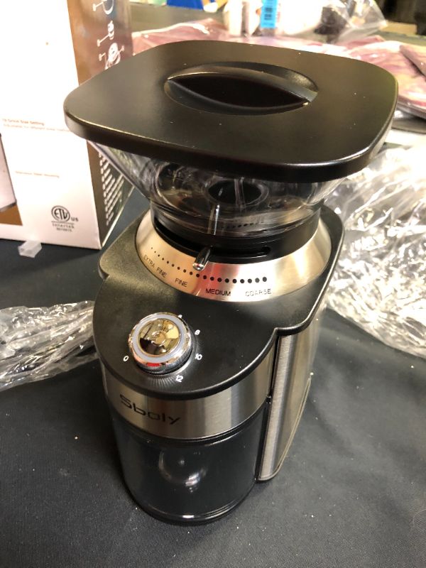 Photo 2 of Conical Burr Coffee Grinder, Stainless Steel Adjustable Burr Mill with 19 Precise Grind Settings, Electric Coffee Grinder for Drip, Percolator, French Press, American and Turkish Coffee Makers
