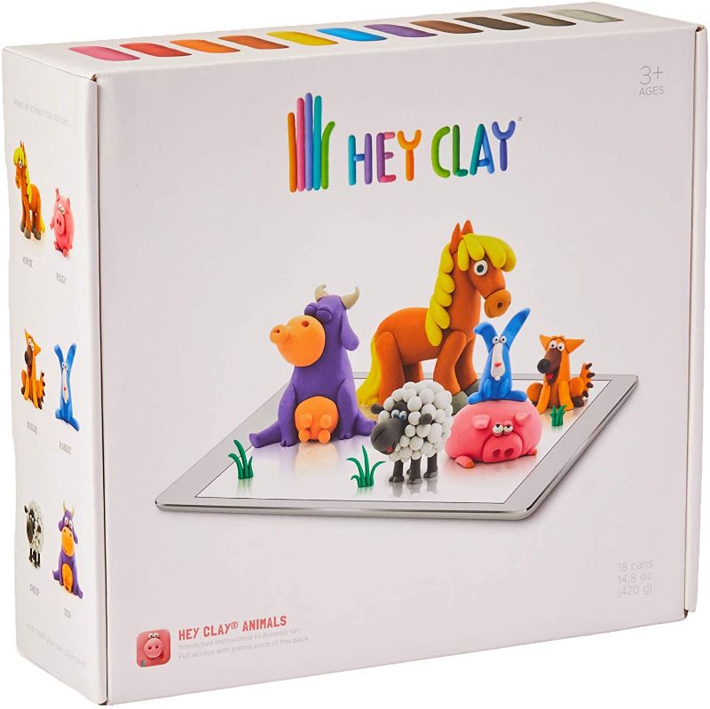 Photo 1 of Hey Clay Animals - Colorful Kids Modeling Air-Dry Clay, 18 Cans with Fun Interactive App
