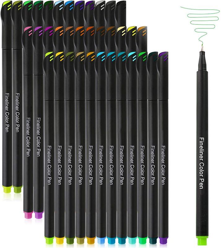 Photo 1 of 36 Colors Journal Planner Pens, Colored Fine Point Markers Drawing Pens Porous Fineliner Pen for Writing Note Taking Calendar Agenda Coloring - Art School Office Supplies

