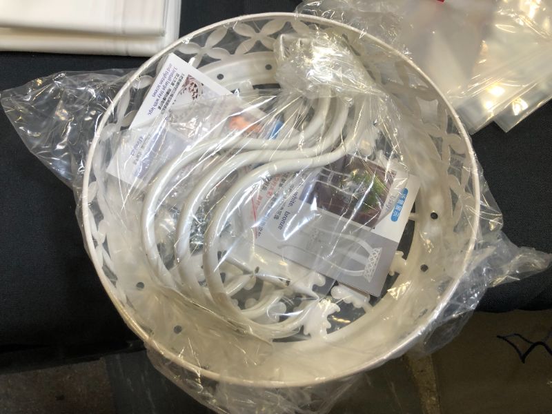 Photo 1 of OwnMy Metal Round Plant Stand Rustproof Iron Flower Pot Holder, Modern Plant Stand Plant Display Potted Rack, Indoor Outdoor Plant Stand Heavy Duty Plant Holder for Home, Garden, Plant Lovers (White)