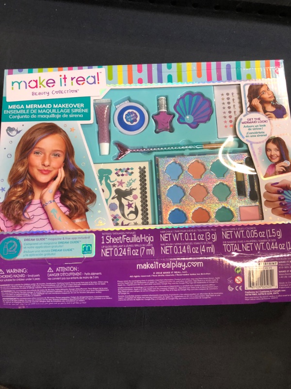 Photo 1 of Make It Real Mega Mermaid Makeover Set- Girls Makeup, Shimmer Tattoos,hair Chalk
