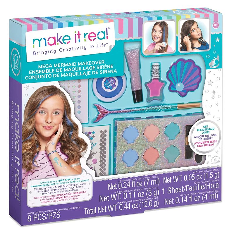 Photo 1 of Make It Real Mega Mermaid Makeover Set- Girls Makeup, Shimmer Tattoos,hair Chalk
