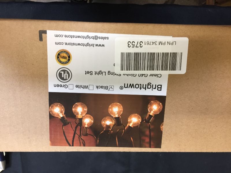 Photo 2 of 50Feet G40 Outdoor String Lights Hanging Globe Patio Lights with 52 Clear Bulbs(2 Spare), UL Listed Connectable Backyard Lights for Indoor Outdoor Decor, 50 Hanging Sockets, E12 Base, 5W Bulb, Black
