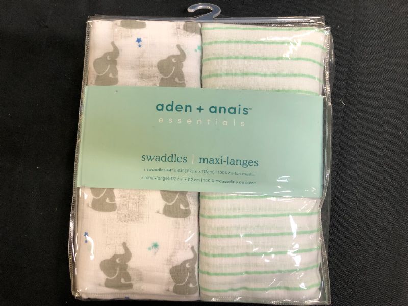Photo 1 of Baby aden + anais 2-pack Elephant & Striped Muslin Swaddles, Infant Boy's 44"x44"
