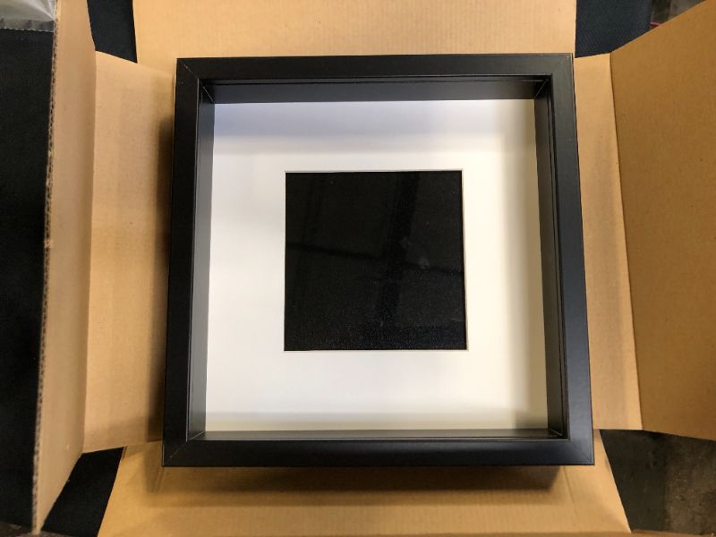 Photo 2 of BD ART 9x9 (23 x 23 x 4.7 cm) Black Shadow Box 3D Square Picture Frame with Mat for 5x5 inch Photo, Glass Front
