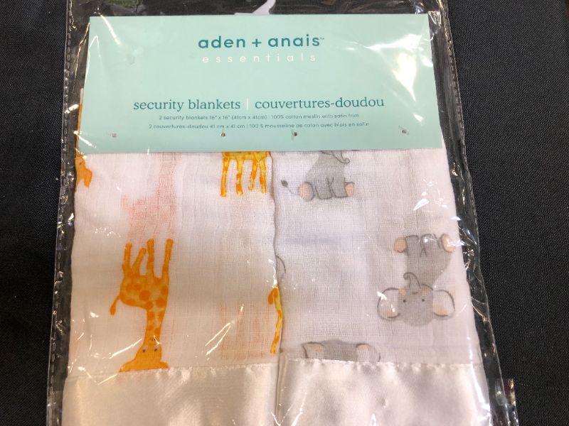 Photo 1 of aden + anais Essentials Issie Security Blanket, Super Soft 100% Cotton Muslin, 2 Pack, Safari Babes

