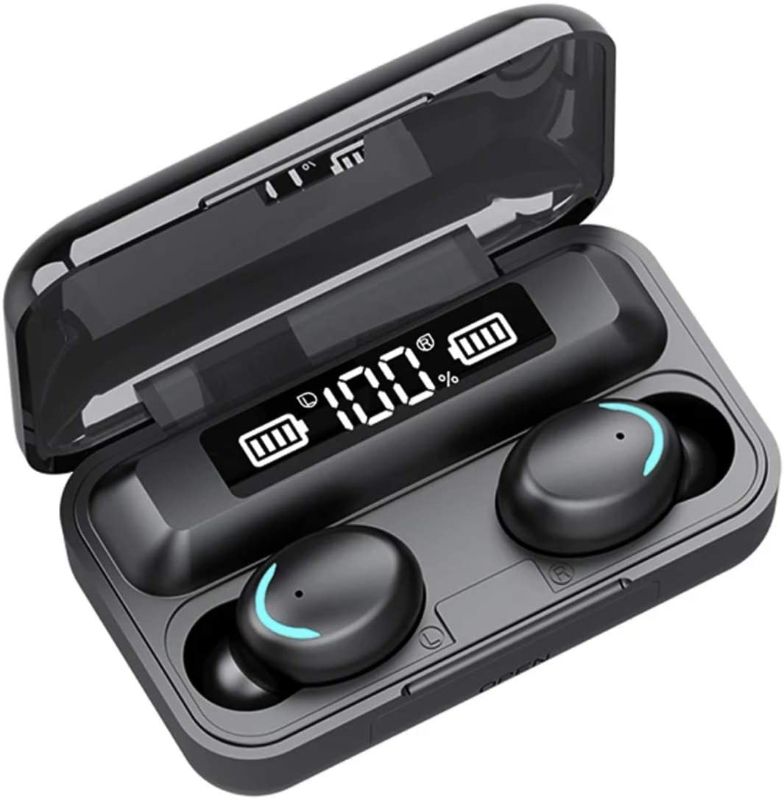 Photo 1 of TWS Electric Display, Wireless Bluetooth 5.1 Earbuds Headphones IPX7 F9 Touch Waterproof Headphones with Power Bank (Black)
