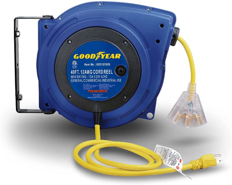 Photo 1 of Goodyear Extension Cord Reels (12AWG x 40 FT (SJTOW Cable) w/LED Light-Up Tap)
