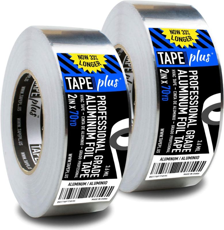 Photo 1 of 2 Pack -Professional Grade Aluminum Foil Tape - 2 Inch by 210 Feet (70 Yards) - Perfect for HVAC, Sealing & Patching Hot & Cold Air Ducts, Metal Repair, and Much More!
