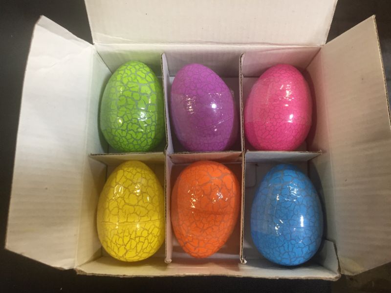Photo 2 of 6 Pcs Prefilled Jumbo Easter Dinosaur Eggs Filled W Crystal Putty Slime & Figure
