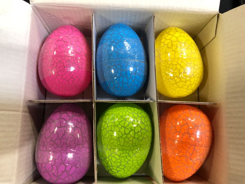 Photo 1 of 6 pcs prefilled jumbo easter dinosaur eggs filled with crystal putty slime 
