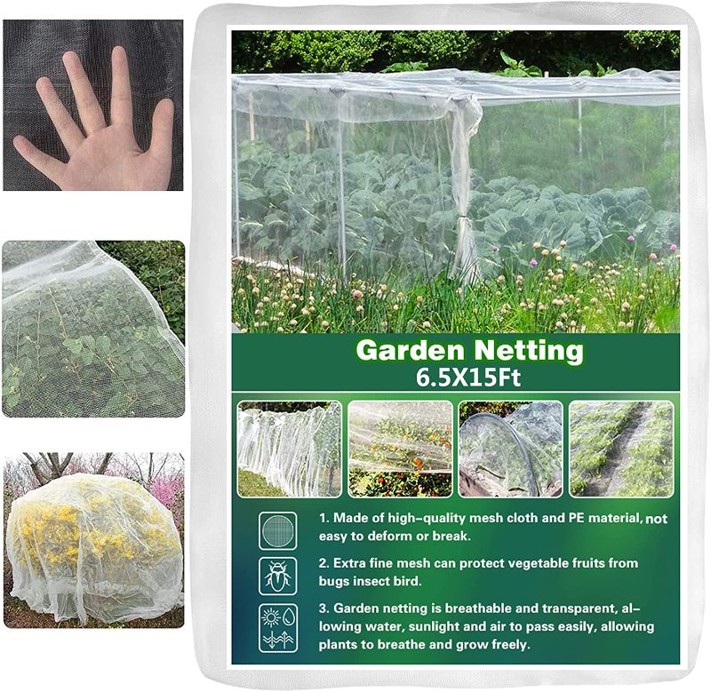 Photo 1 of Garden Netting Mesh Net- 6.5'x15' Mosquito Net Plant Covers, Row Covers Bird Netting Barrier Protect Vegetables Plant Fruits Anti Birds, Garden Covers for Raised Beds
