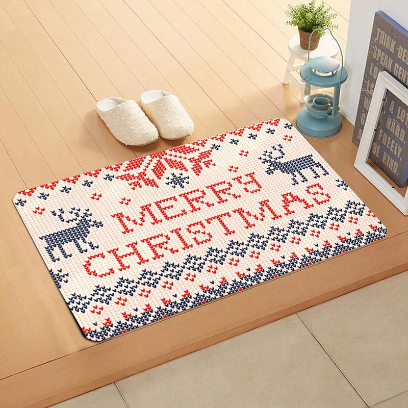 Photo 1 of 31.5"×20" Washable Christmas Rugs for Bathroom Kitchen Bedroom, Non-Slip Super Soft Flannel Merry Christmas Door Mats Indoor, Large Personalized Christmas Door Mat for Christmas Decorations / BWWNBY Mini Christmas Tree Desktop Crafts with LED String Light