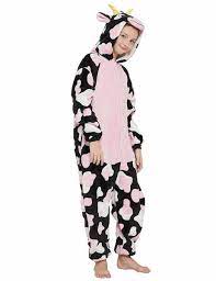 Photo 1 of CALANTA Cow Onesie Kids Animal Costume Girls Pajamas One Piece Cosplay Halloween Christmas Plush Sleepwear FITS AGE 12 
