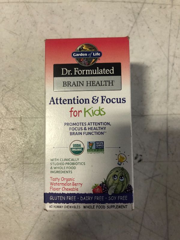 Photo 2 of Garden of Life Dr. Formulated Brain Health, Attention Focus for Kids, Organic Watermelon Berry, 60 Yummy Chewables