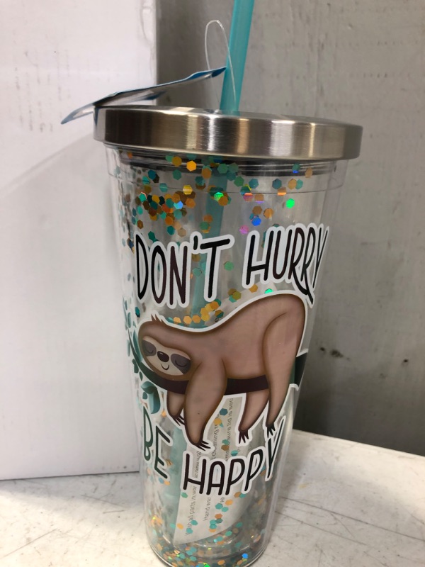 Photo 1 of 20 oz insulated cup with straw "Don't Hurry Be happy"