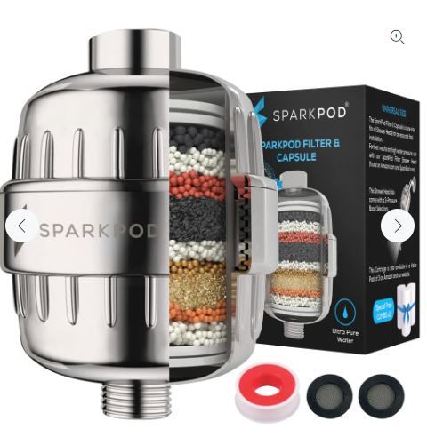 Photo 1 of SparkPod High Output Shower Filter Capsule- Rejuvenates Skin and Hair Health (Reduces Eczema & Dandruff), Filters Chlorine, Heavy Metals and Impurities | 1-min installation